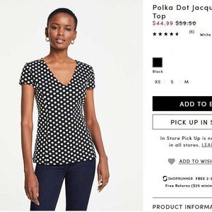 Ann Taylor Polka Dot Jacquard knit top S